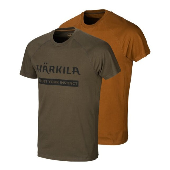 Härkila Logo T-Shirt 2-Pack, Farbe Willow Green/Rustique Clay
