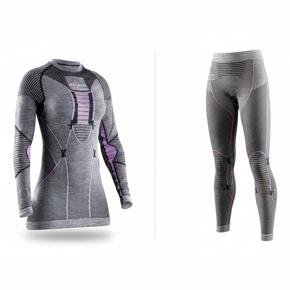 X-Bionic APANI 4.0 Merino Hose und Shirt im Set Frauen, Farbe Black/Grey/Pink