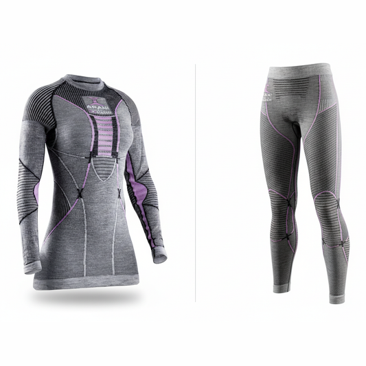 X-Bionic APANI 4.0 Merino Hose und Shirt im Set Frauen, Farbe Black/Grey/Pink