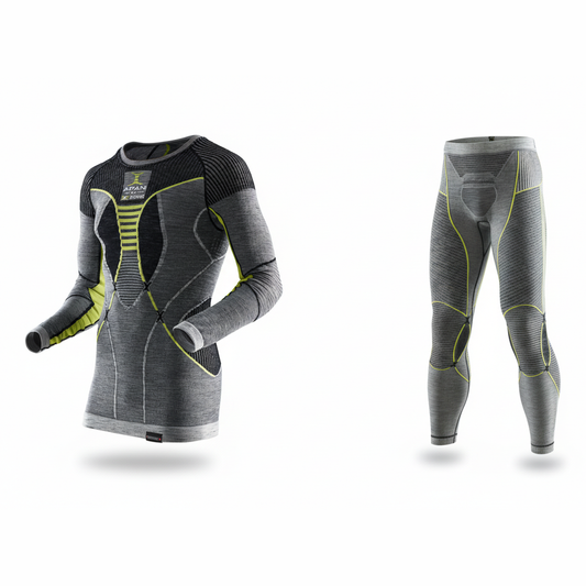 X-Bionic APANI 4.0 Merino Hose und Shirt im Set Herren, Farbe Black/Grey/Gelb